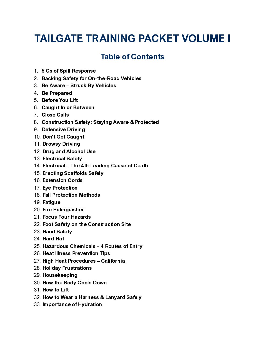 Toolbox Talks: Volume I - Image 2